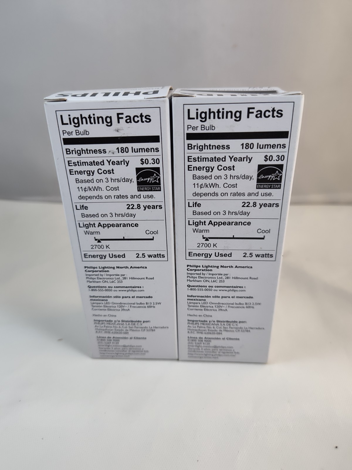 2 Pack Of Philips B13 Candle LED dimmable