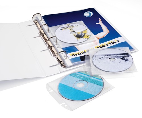 Durable CD/DVD Easy Punched Cover Pocket - Transparent (Pack of 10) - 第 1/1 張圖片