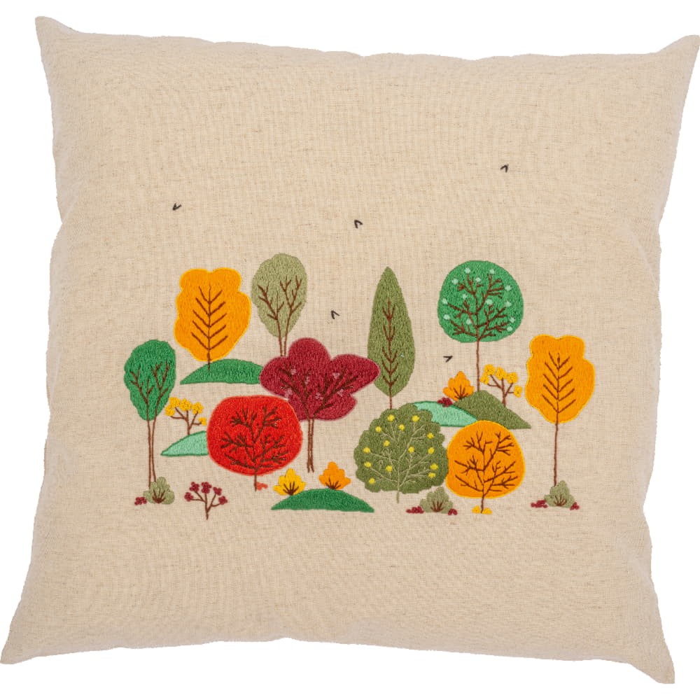 Vervaco stamped satin stitch kit cushion ""Autumn Forest"", 40x40cm