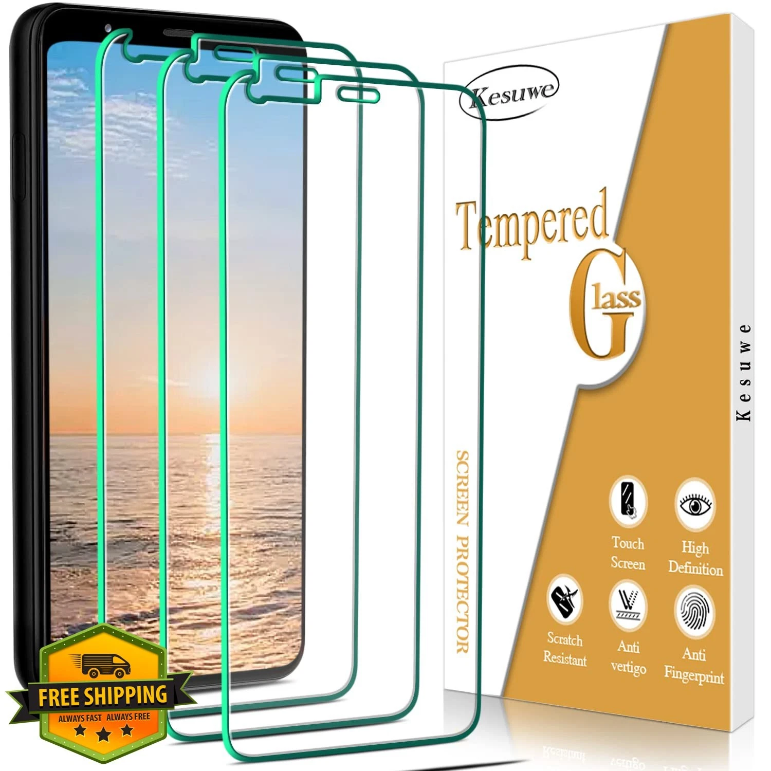 Kesuwe 3-Pack Pixel 4 Screen Protector Tempered Glass HD Clear