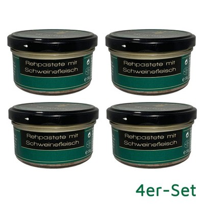 4er-Set Wildgenuss Rehpastete / Paté mit Schweinefleisch 4x 150g Delikatesse