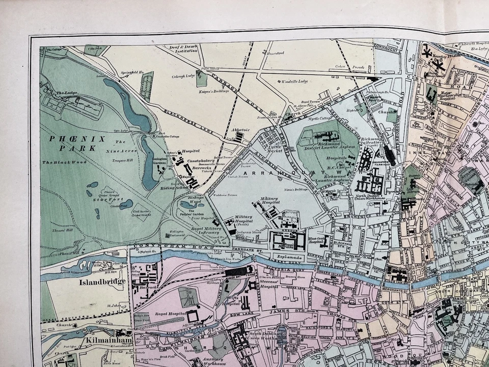 Антикварная карта города / план Дублина Ирландии G W бекон 1895 - Изображение 2 из 4