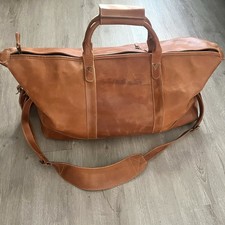 Vintage Leather Duffle Bag Weekend Overnight Travel Gym Carry-On Cognac Brown