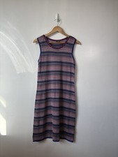 Jigsaw Stripe Dress Fine Knit Blue Pink Purple Summer Holiday Beach Size Small