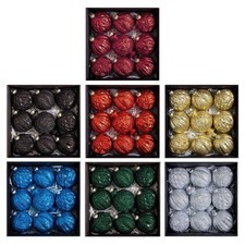 Red Glitter Christmas Ornaments 9-Piece Set Shatterproof Plastic Balls 8cm