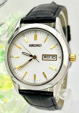Seiko 7N43-9080 Day Date Quartz Watch - White Dial 40mm Stainless Steel Case
