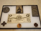 Belt plate, Breast plate, Civil War Tin Type Photo, Confederate $5 Bill Lot