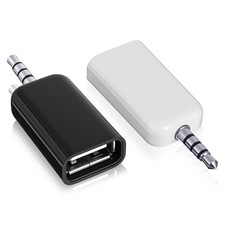 2 Pack AUX to 3.5mm Audio Adapter Not Universal USB Black