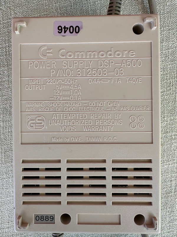 Commodore AMIGA 500/500+/A600 & A1200 Power Supply 4.5 AMP Works #08 26
