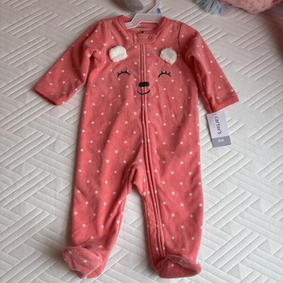 Carters Baby Bodysuit Size 6 Months One Piece Outfit Pink White