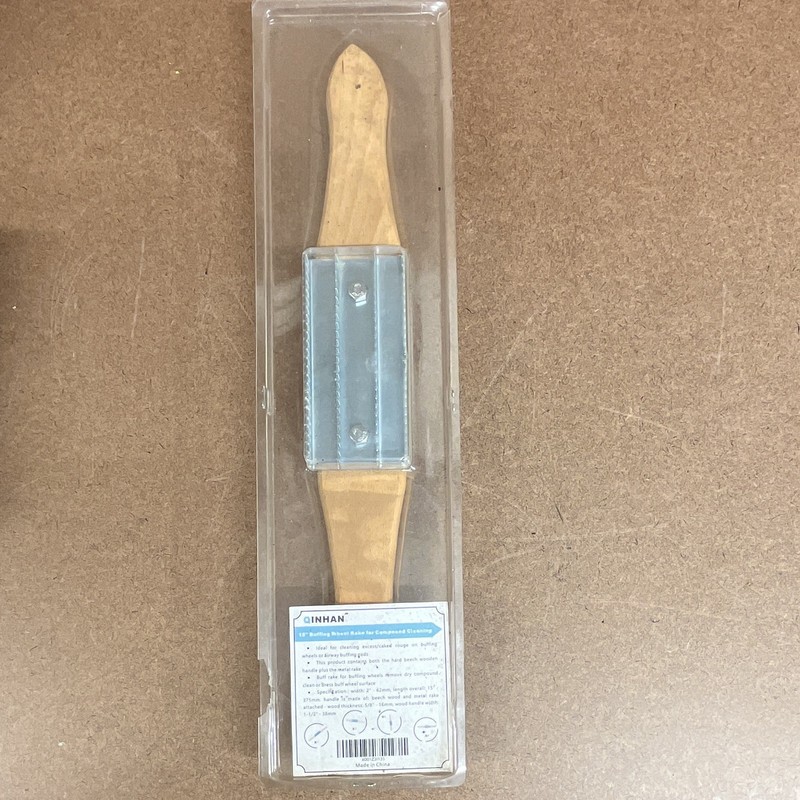 QINHAN 15 in Buffing Wheel Rake for Compound Cleaning Wood Handle Metal