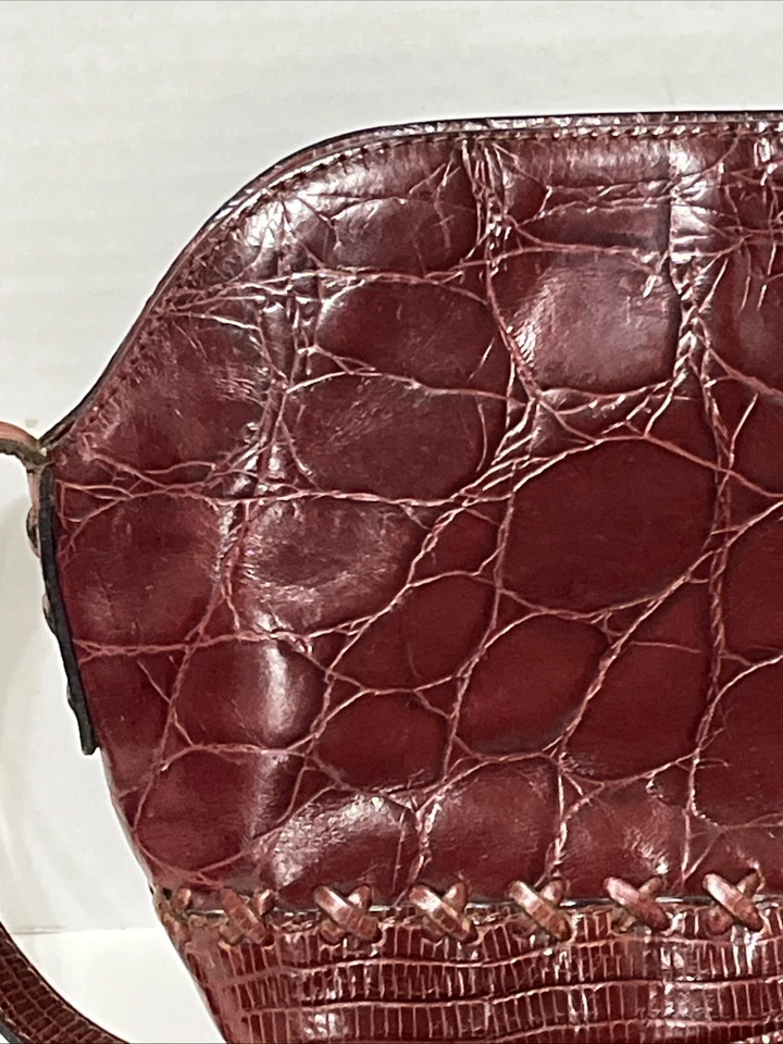 Valerie Stevens винтажный бедствия кожи крокодила наплечная сумка сумочка регулируемый - Изображение 2 из 4