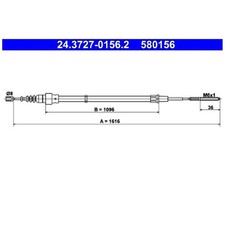 2x ATE Handbremsseil hinten 1H0609721E 21219364