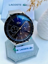 Lacoste Herren Uhr-Armbanduhr Chrono Perl-Blau Silver Edelstahl  Neu Mit Etikett