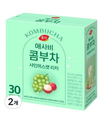Dongsuh Apple Cider Vinegar Kombucha Shine Muscat Lychee Powder Sticks 60 Packs