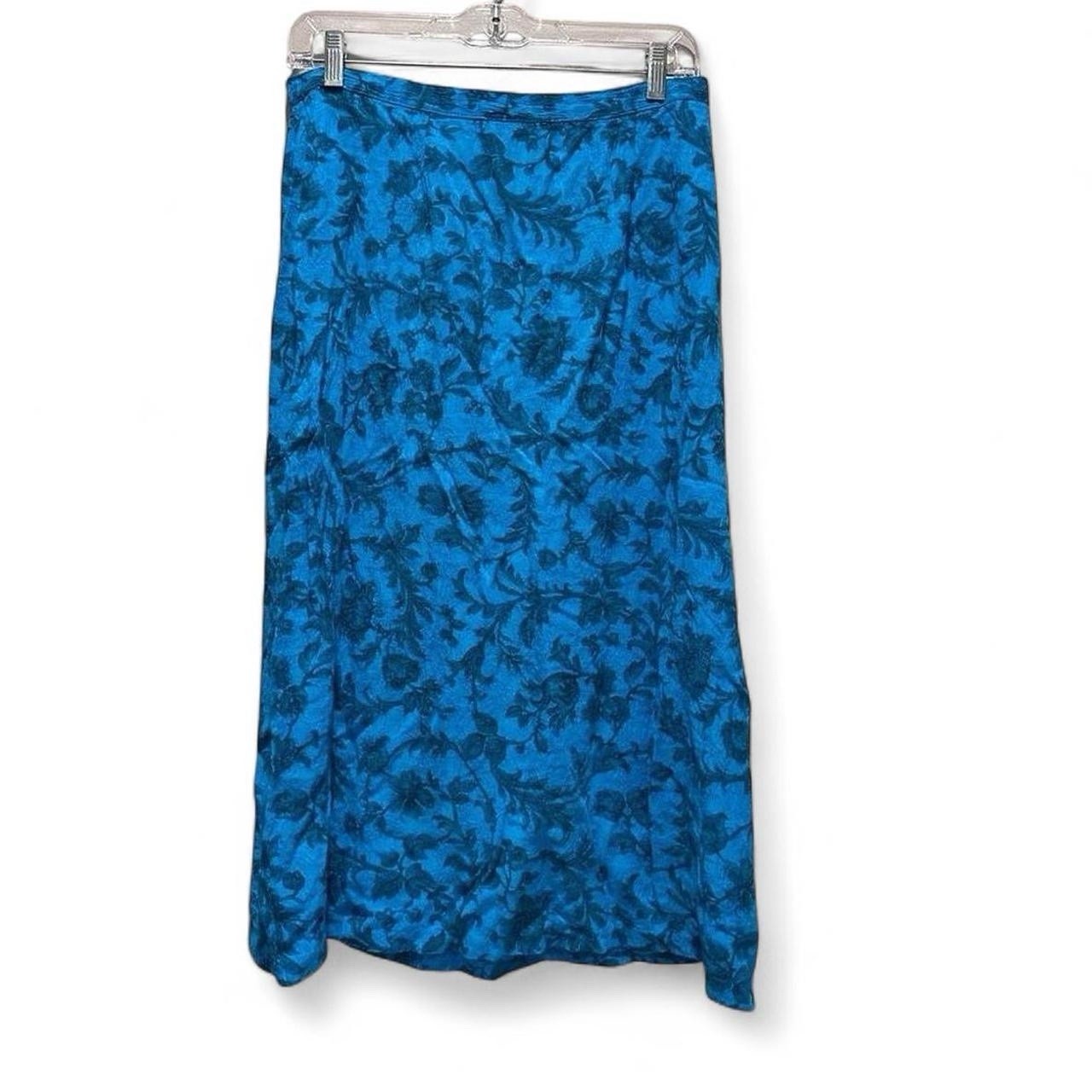 Sag Harbor 90s Blue Green Floral Midi Skirt Vintage Size 14 Boho Granola Girl