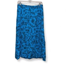 Sag Harbor 90s Blue Green Floral Midi Skirt Vintage Size 14 Boho Granola Girl
