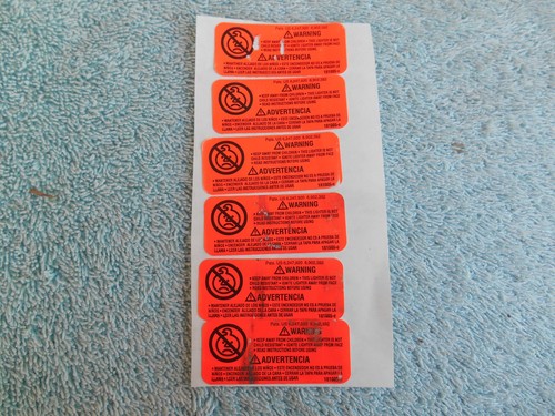 GENUINE ZIPPO ORANGE SAFETY STICKERS. LOT OF 6!