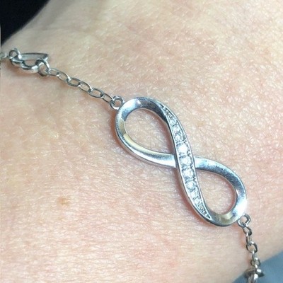 B1344 Billy Bijoux Infinity Heart Anklet/ Bracelet 925 Sterling 8-10.5'' 4.2gr