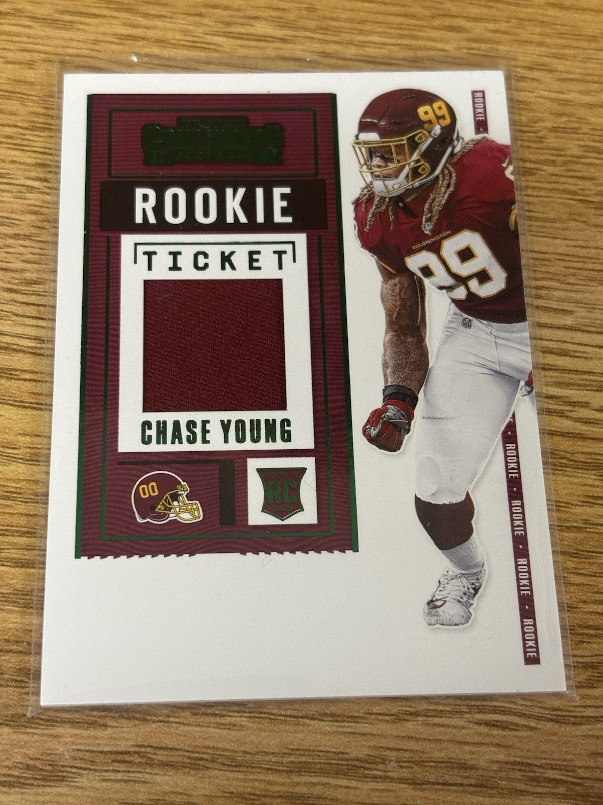 2020 Panini Contenders Chase Young Rookie Ticket Patch #RSV-CYO - WFT/NO Saints