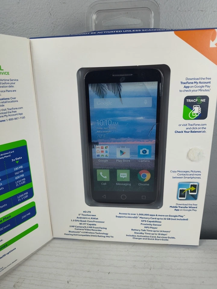 Alcatel Pop Icon 2 A846L 8GB Black TracFone straighttalk pageplus Smartphone 5" - Image 2 of 3