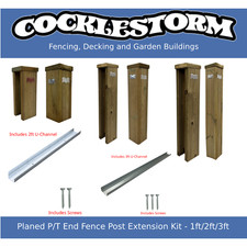 1ft/2ft/3ft Planed P/T Timber/Concrete Garden Fence Panel End Post Extension Kit