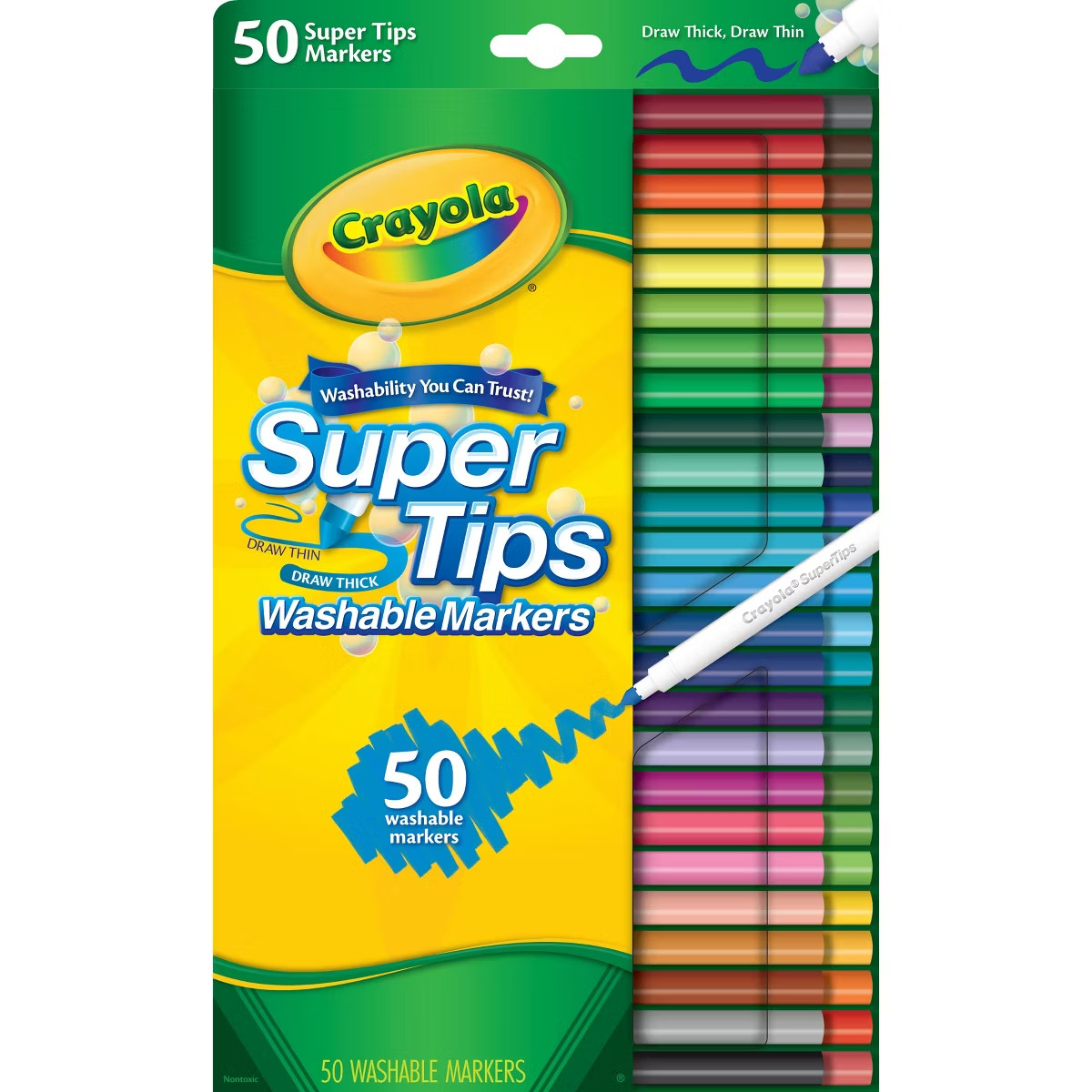 Crayola 50ct Super Tips Washable Markers, Kids School Supplies, Art Classroom