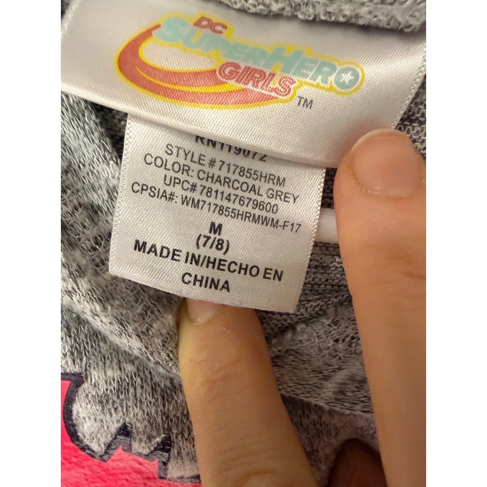 DC Super Hero Niñas Sudadera con Capucha Niños Talla M 7-8 Gris Manga Larga Foto 4 de 4