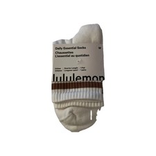 Lululemon Unisex Essential Quarter Socks Stripe White /RLDB MEDIUM 