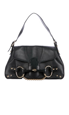 Tom Ford for Gucci Horsebit Chain Studded Shoulder Bag Black Gold Hardware Flap