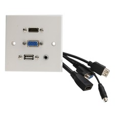 Aura HDMI/SVGA 15 pin/USB/3.5mm Stereo Aux Audio Multimedia Fly Lead Face  Plate