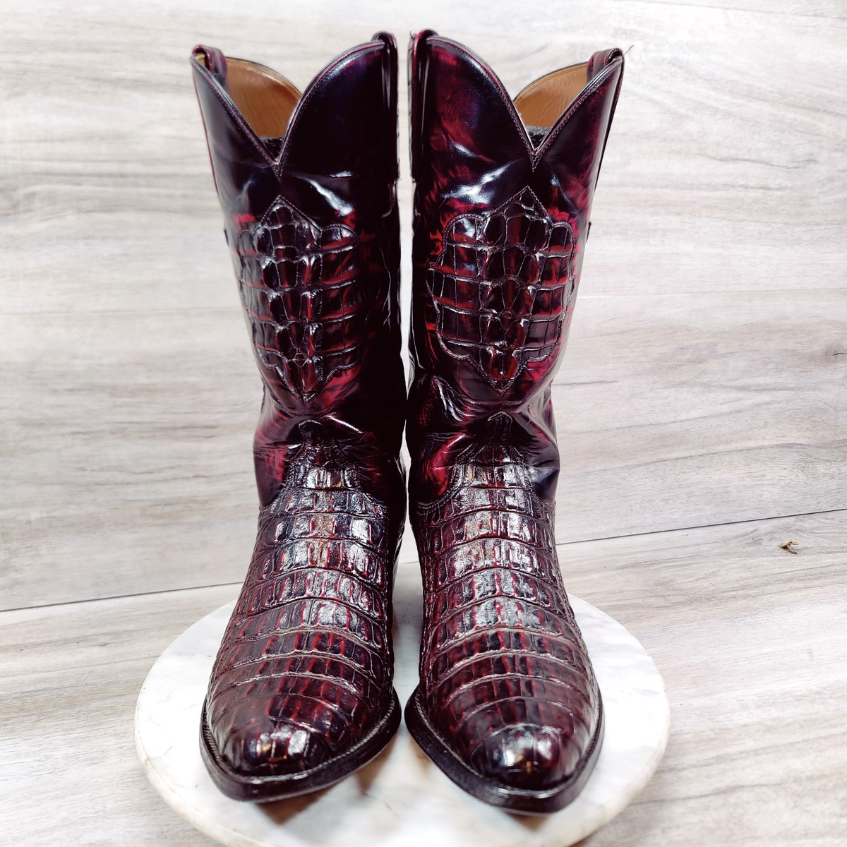 Lucchese Classics Hornback Alligator Cowboy Boot Men 8.5 Black
