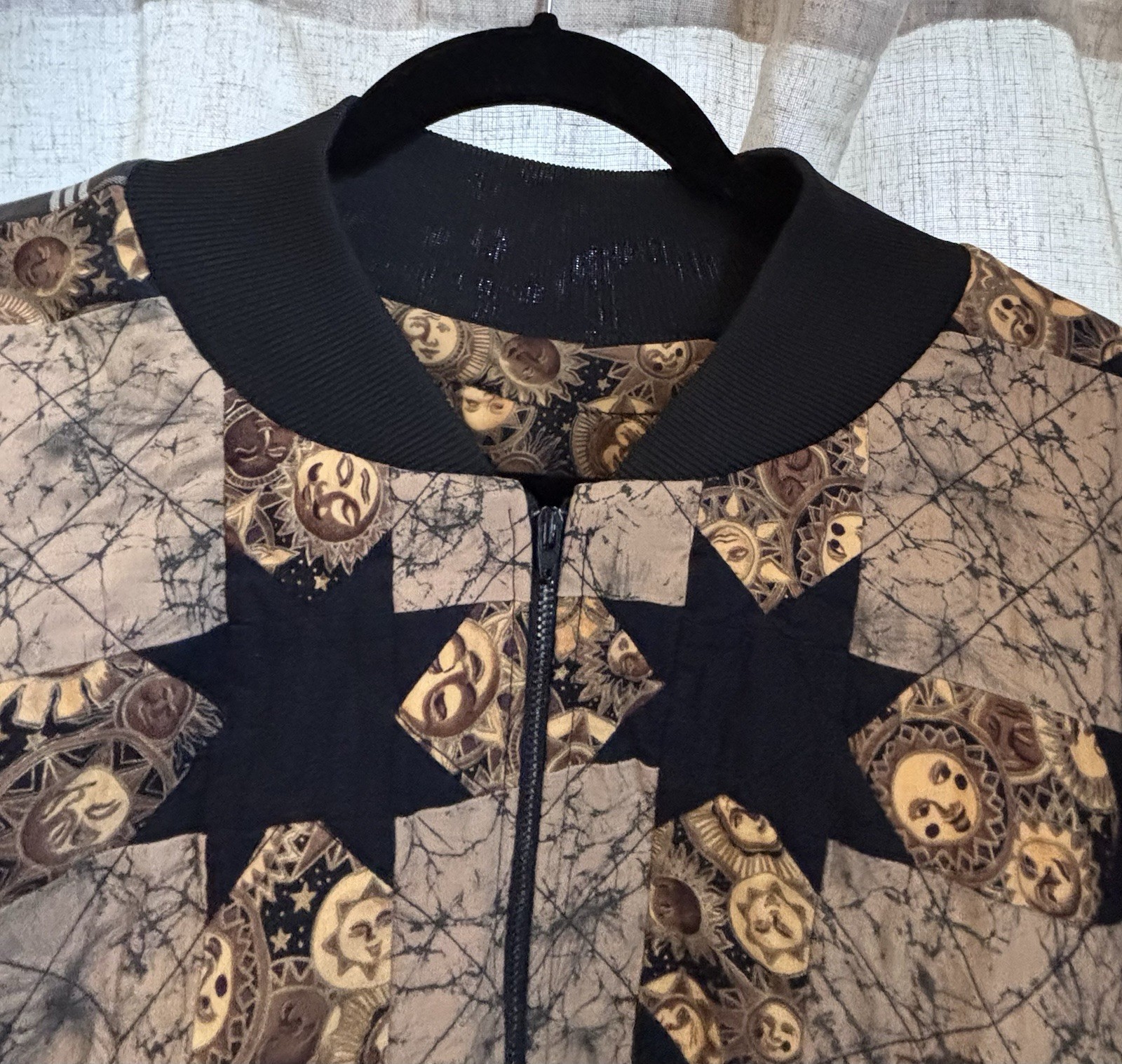 Patchwork Quilt Star Bomber Jacket Plaid Sleeve S… - image 8