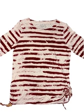 FDJ long Sleeve white And Red Top Woman’s With Ruffled At Sides With Strings