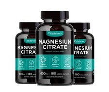 3 Pack PhiNaturals Magnesium Citrate 400mg 180 Caps exp 07/2028