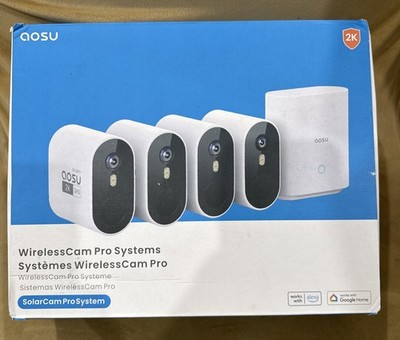 AOSU C6P2AH11 4 Piece Kit Security Cameras Wireless Outdoor Home System-Open Box