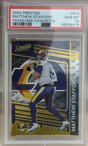 Panini Prestige Franchise Favorites Stafford  psa 10  card #FF-2  excellent QB