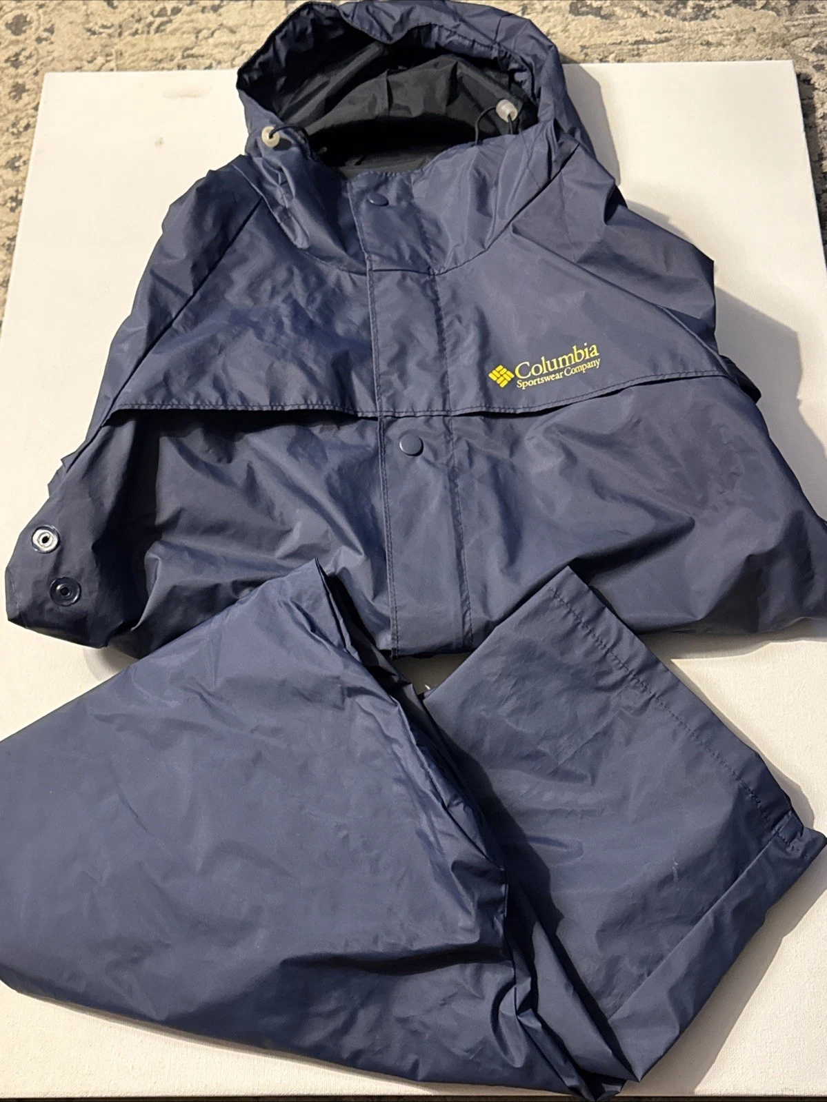 Columbia Rain Suit Mens Small Jacket and Pants Set Blue