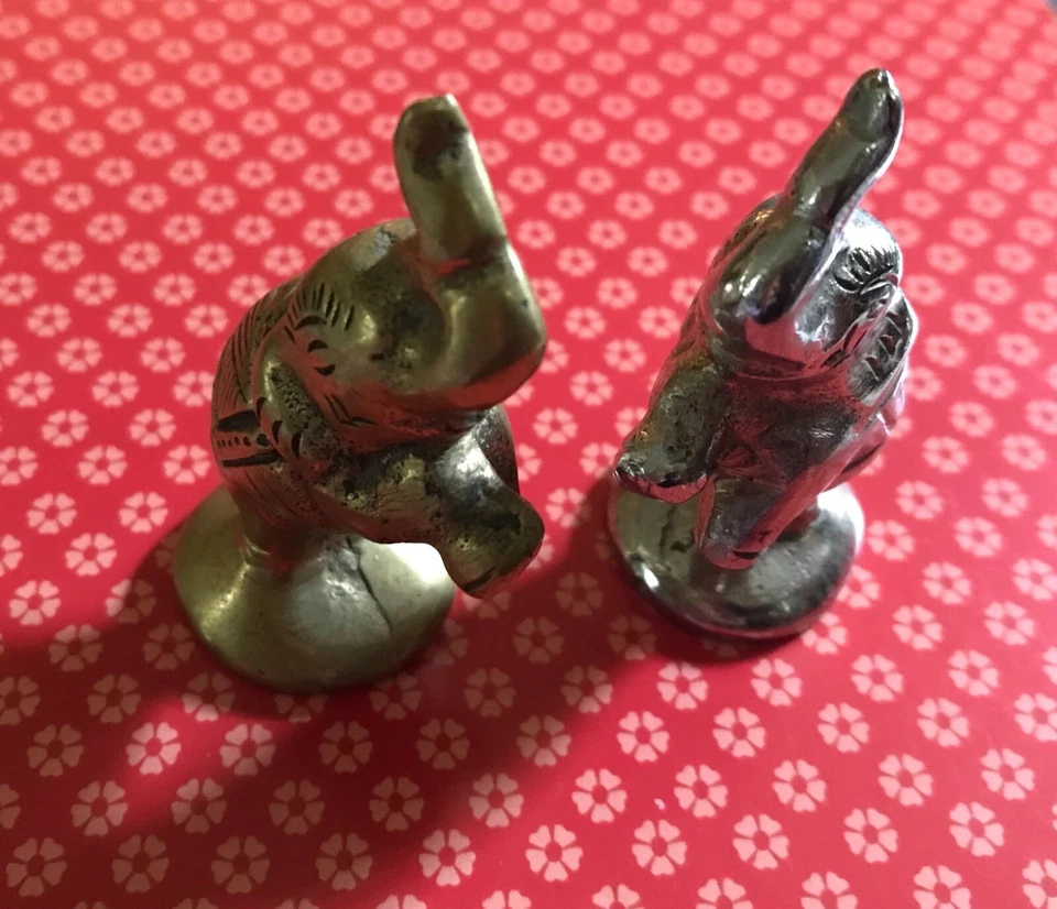 两个老式/复古燃烧器“OPIUM”村庄重量-白色和黄色黄铜大象 — 第 2/4 张图片