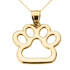 Gold Dog Paw Print Pendant Necklace Available In Yellow/Rose/White Gold