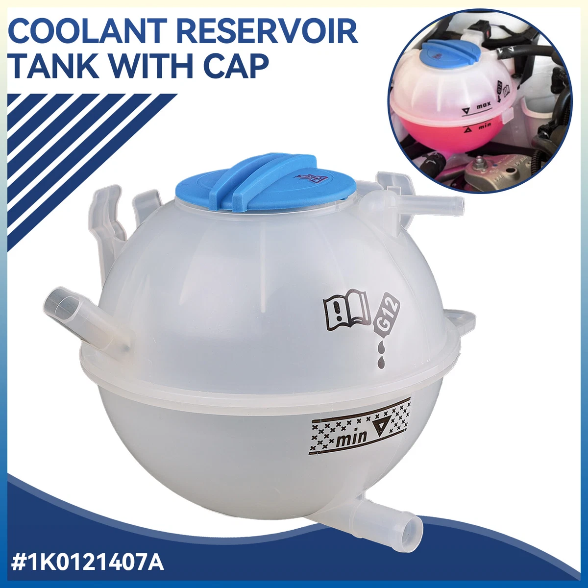 COOLANT EXPANSION HEADER TANK BOTTLE & CAP FOR AUDI A3 TT Q3 VW 
