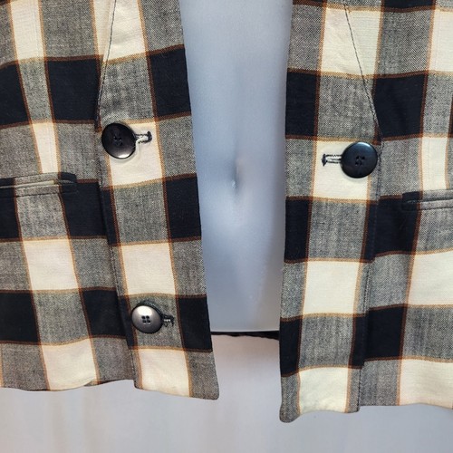 Vintage Jones New York Womens 8 Black & White Checkered Blazer Jacket - Picture 2 of 8