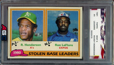 1981 Topps NL Stolen Base Leaders Rickey Henderson/Ron Leflore #4 AGC Mint 9