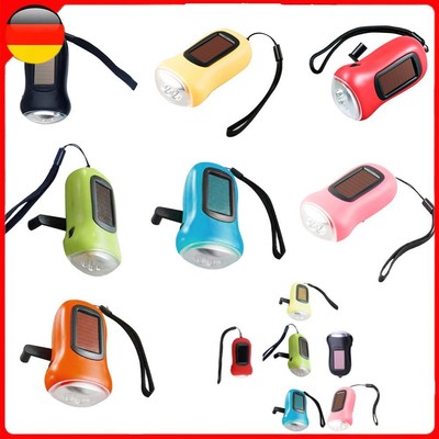 LED Hand Crank Flashlight Solar Dynamo Torch Multipurpose for Survival Emergency