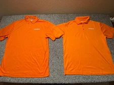 Whataburger Employee Polo Shirt Mens Large Orange Striped Solid Uniform LOT OF 2