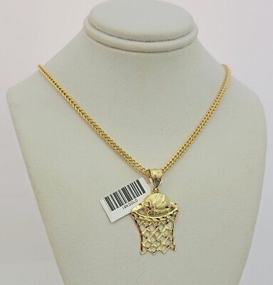 Real 10k Gold Basketball Charm & Franco Chain SET 10kt 2.5mm Franco Necklace 20''