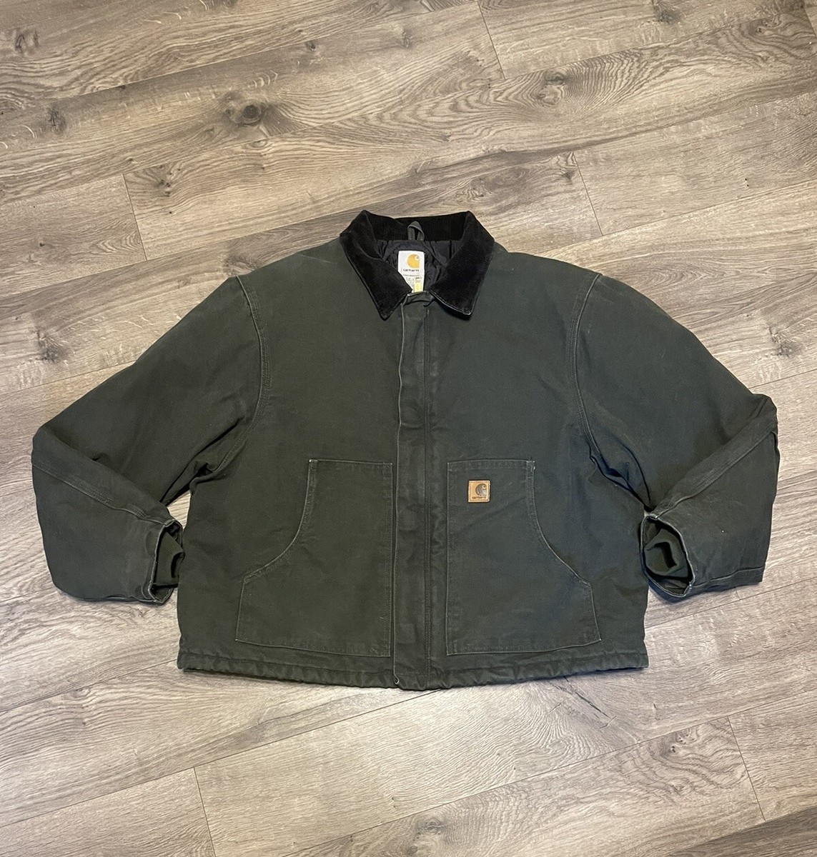VTG Carhartt Jacket Mens 2XL J22 MOS Olive Green Detroit Duck