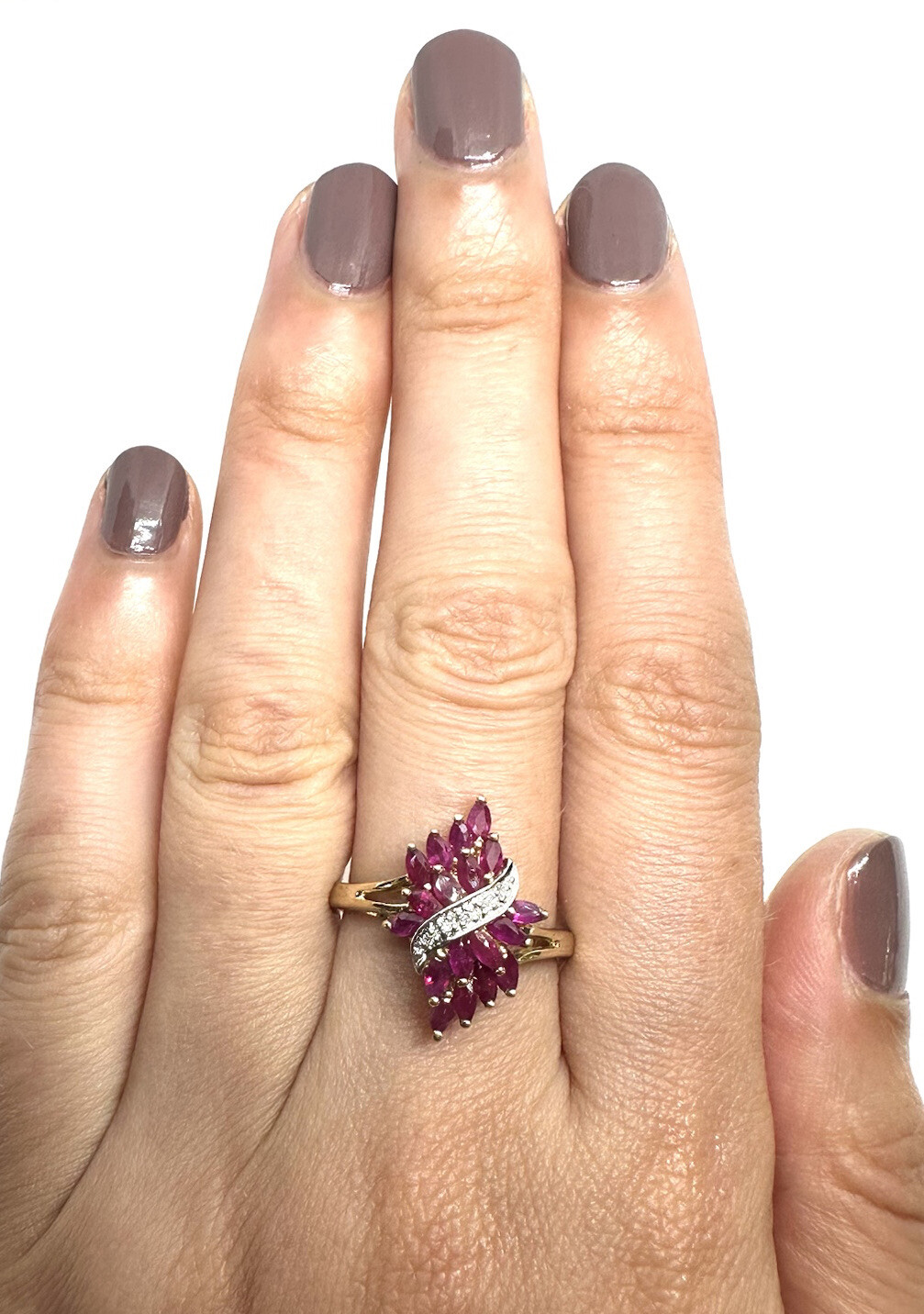 9ct Gold Ruby Ring Yellow Gold Ruby Diamond Ring … - image 8