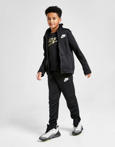 Nike Junior Kids NSW Core Full Polyester Tracksuit CV9335 013 Black ALL  SIZES | eBay