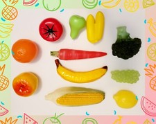 Realistic Fruits Vegetables Play Food Playset Lot Of 11